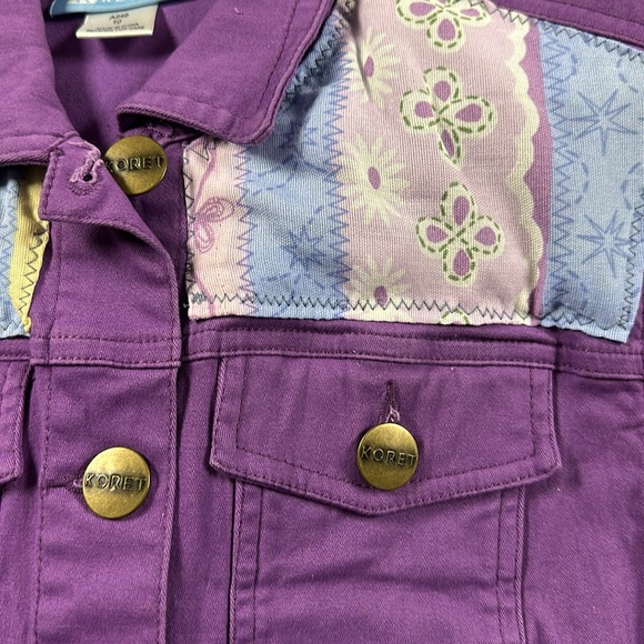 Upcycled Handcrafted Denim Vest Hawaiian Tropical Rainforest design Size L - Picture 3 of 8